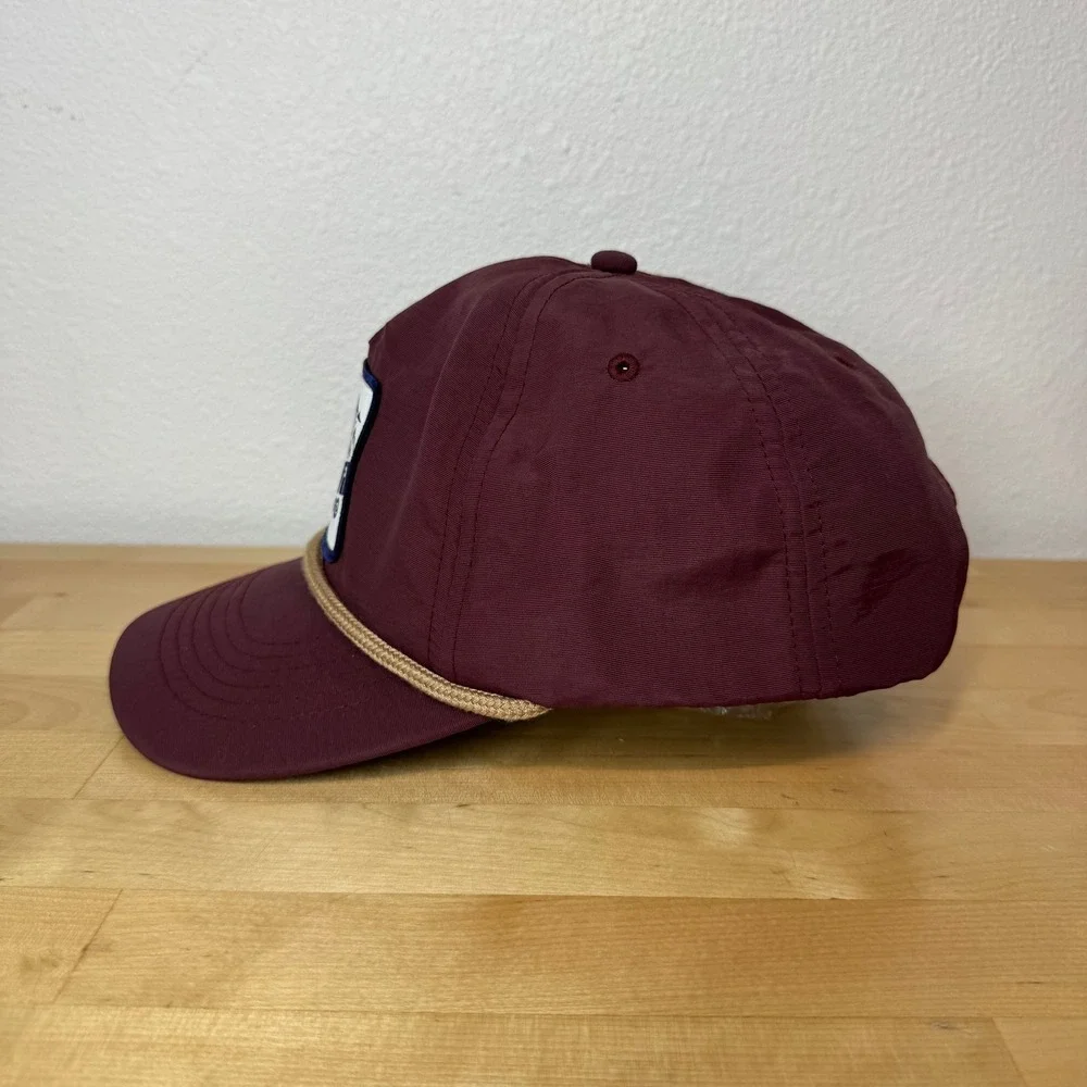 Denver Beer Co Brist Blanks Maroon Nylon Rope Hat Mountain Patch Snapback Cap